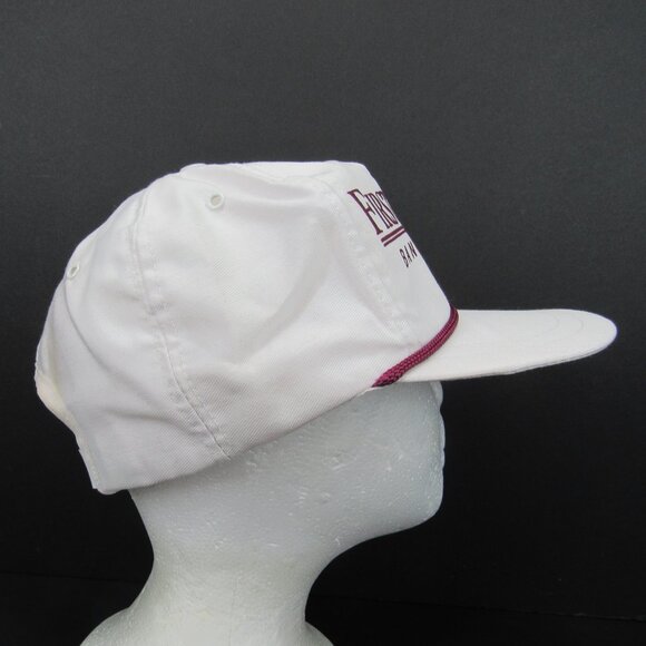 First Macon Bank & Trust Graphic Logo Men White Wide Brim Adj Strap Back Cap Hat - Picture 4 of 9